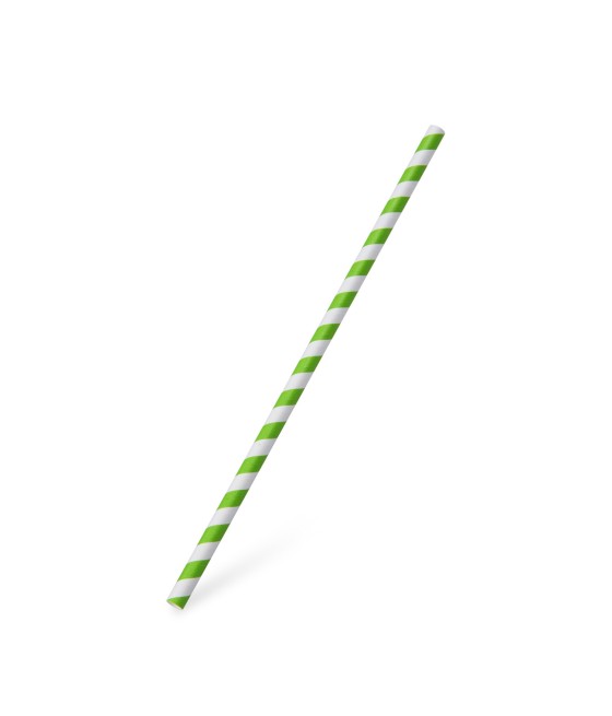 Papierové slamky JUMBO zelené, 25 cm/8mm, 100ks/bal