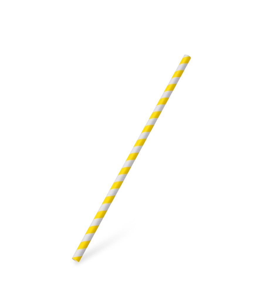 Papierové slamky JUMBO žlté 25 cm/8mm 100ks/bal