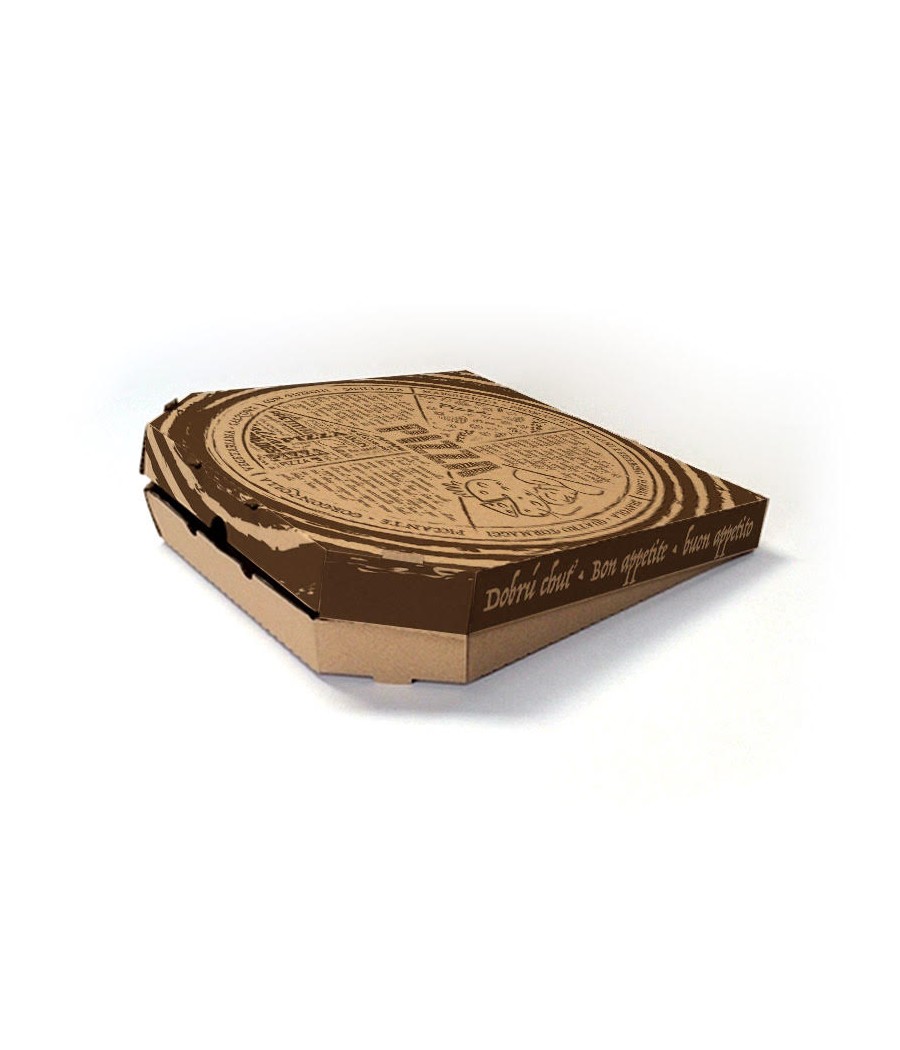 Pizza krabica HNEDÁ RETRO 40x40x3, 100ks/bal