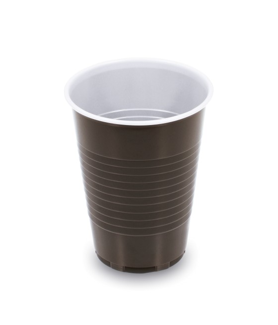 Plastový pohár PP na kávu 180ml, HNEDO-BIELY, pr. 70mm, 15ks/bal