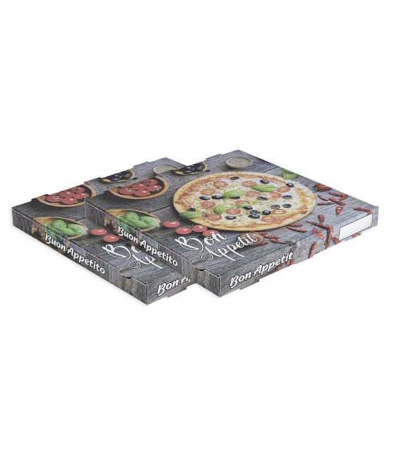 Pizza krabica BIELA s farebnou potlačou 40x40x4, 50ks/bal