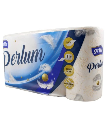 Toaletný papier  PERLUM, 3vr. 100% cel., 8ks/bal