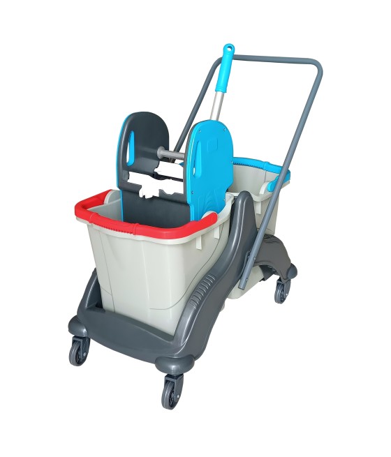 Plastový upratovací vozík 2x25L vedrá, žmýkač, bez vaničky