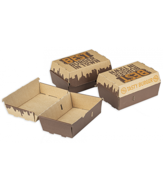 Burger BOX s extra priečinkom na HRANOLKY s potlačou BEST, 200x130x110, 50ks/bal
