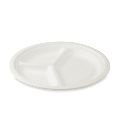 Tanier okrúhly BIO cukrová trstina 3-dielny, O 26cm, 50ks/bal
