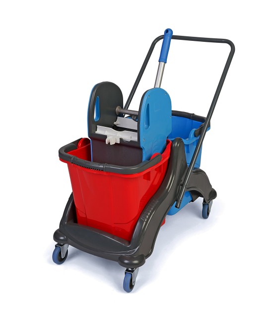 Plastový upratovací vozík 2 x 25l vedrá so žmýkačom, bez vaničky