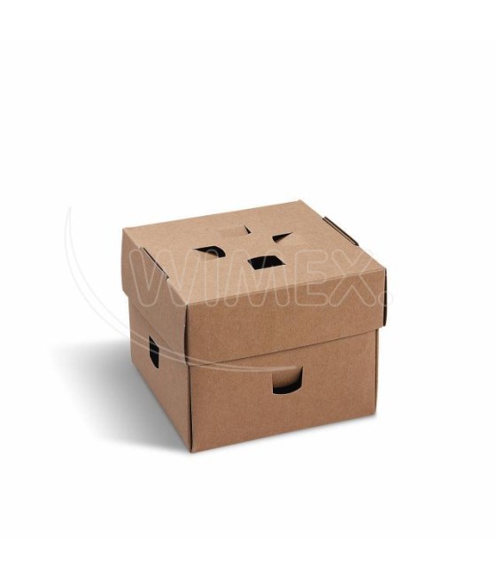 Burger box rozkladací KRAFT, 120x120x100 mm, 100 ks/bal