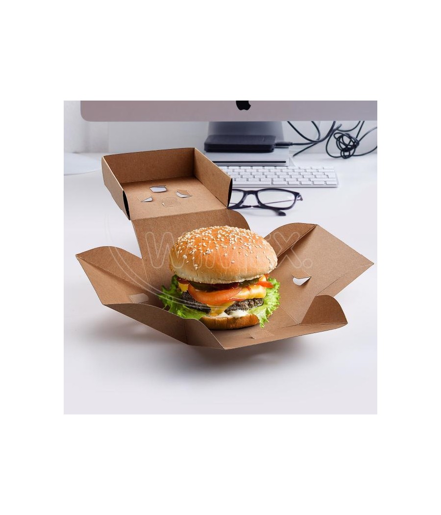 Burger box rozkladací KRAFT, 120x120x100 mm, 100 ks/bal