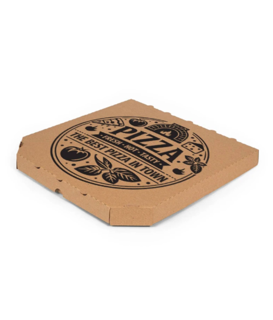 Pizza krabica HNEDÁ ITALIAN BEST 33x33x3cm, 100ks, s potlačou