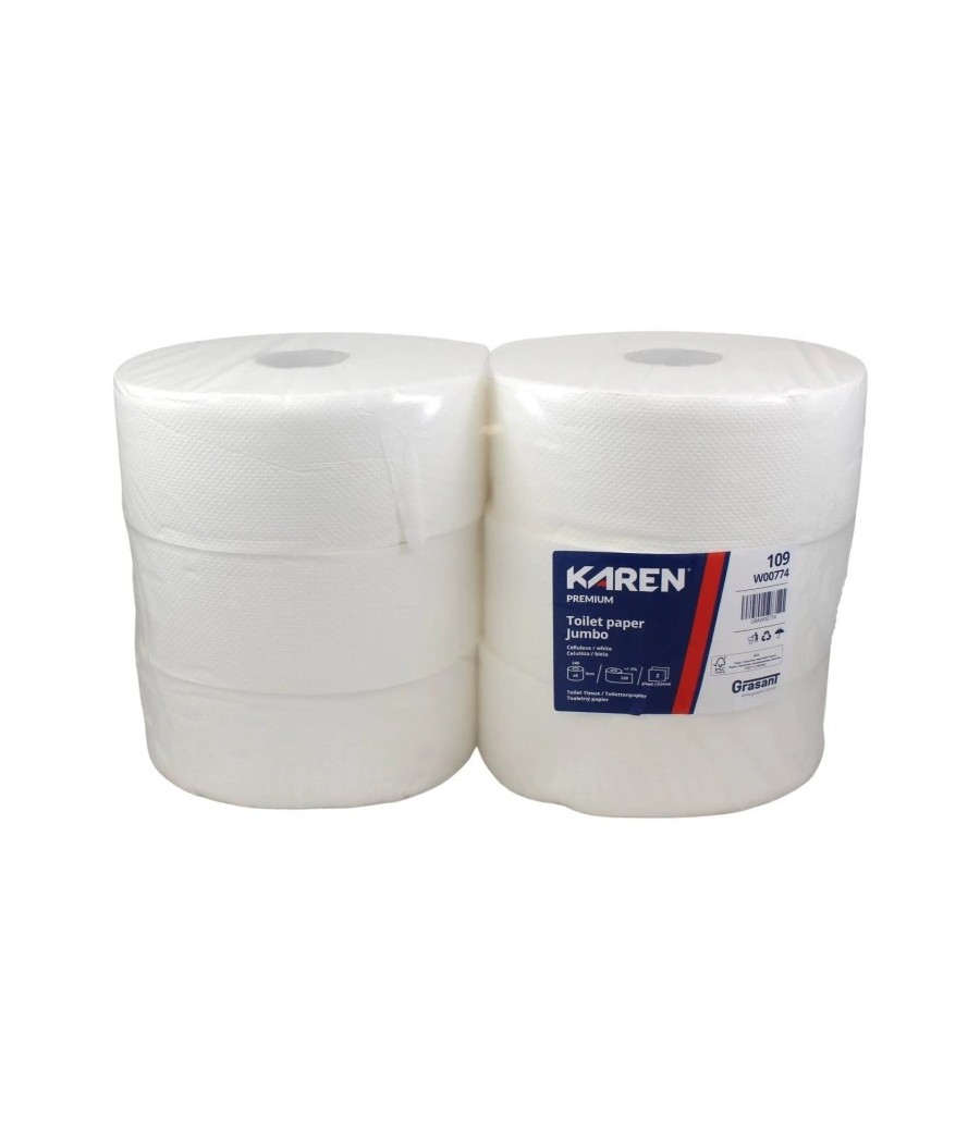 Toaletný papier JUMBO KAREN, O26cm, 2vrs. 100%cel., 6ks/bal