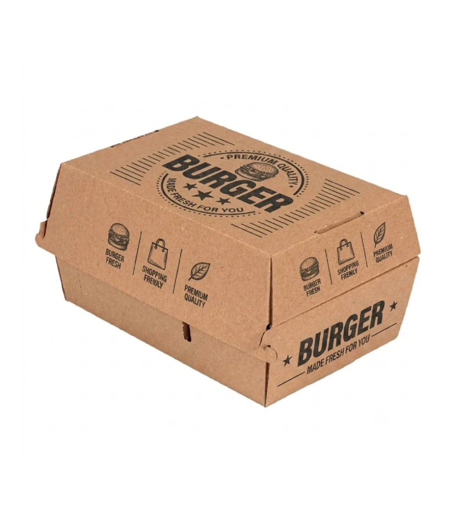 Burger BOX s extra priečinkom na HRANOLKY s potlačou BURGER, 200x130x110, 50ks/bal