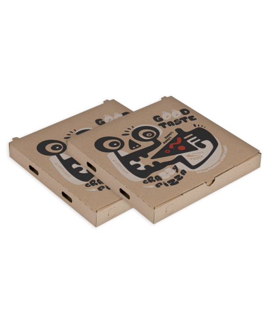 Pizza krabica HNEDÁ s farebnou potlačou, 24x24x3cm, 100ks/bal