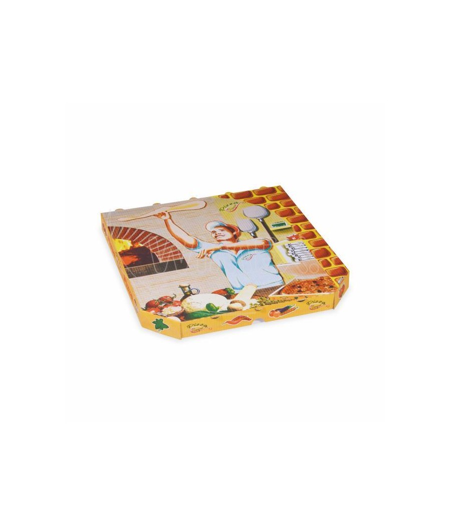 Pizza krabica BIELA s farebnou potlačou, 32x32x3, 100ks/bal