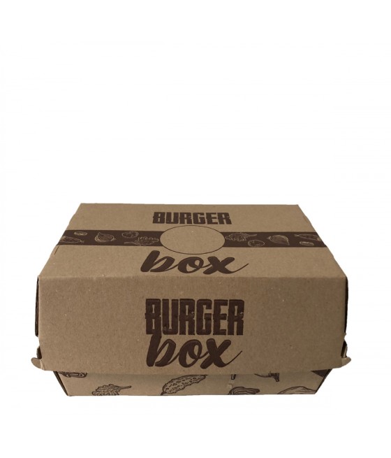 Burger BOX s extra priečinkom na HRANOLKY s potlačou, 200x130x110, 50ks/bal