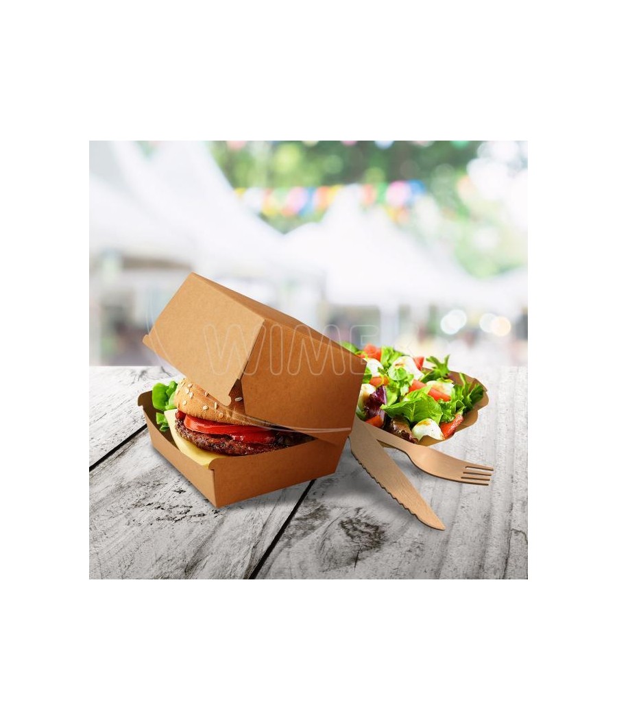 Box na hamburger HNEDÝ 11 x 11 x 9 cm, nepremastiteľný 50 ks/bal.