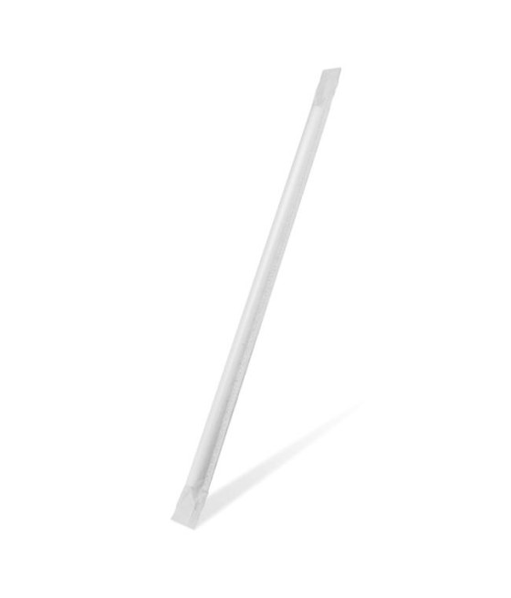 Papierové slamky JUMBO biele 25 cm/8mm, jednotlivo balené, 100ks/bal