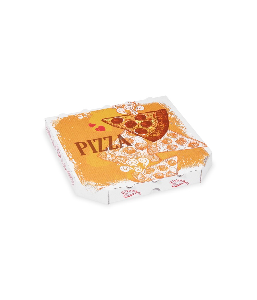 Pizza krabica BIELA s farebnou potlačou, 26x26x3cm, 100ks/bal