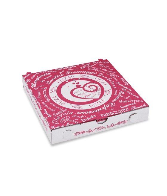 Pizza krabica BIELA s farebnou potlačou, 20x20x3cm, 100ks/bal