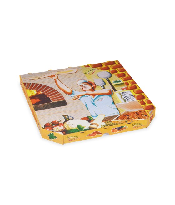 Pizza krabica BIELA s farebnou potlačou, 32x32x3, 100ks/bal